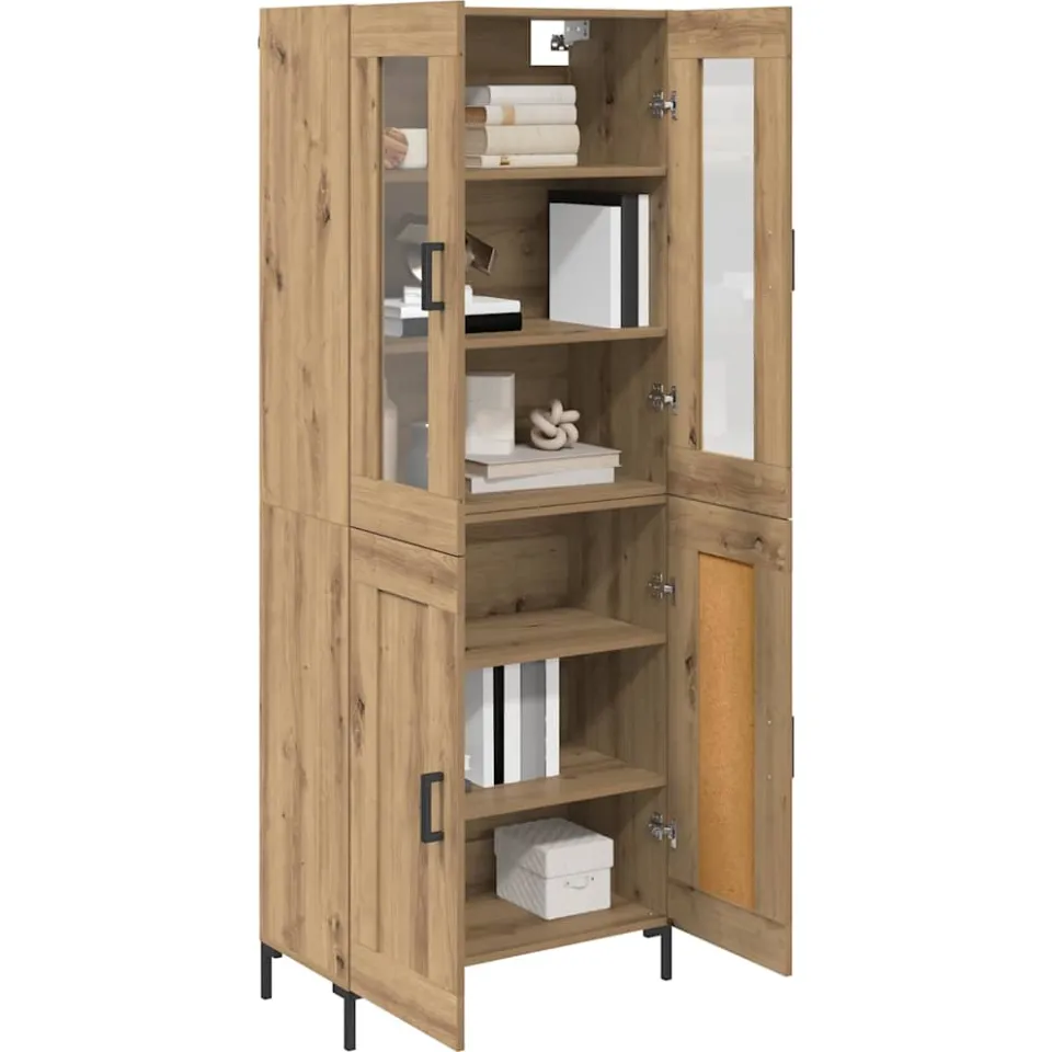vidaXL Hoge kast 2 st Artisan Eiken 69,5 x 34 x 180 cm Bewerkt hout Bruin