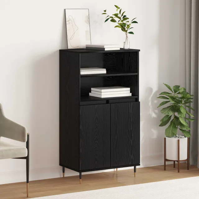 vidaXL Highboard Zwart 60 x 36 x 110 cm Bewerkt hout, foto 2