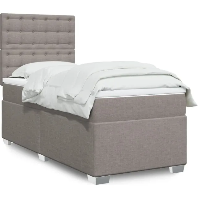 vidaXL Boxspring met matras stof taupe 90x200 cm