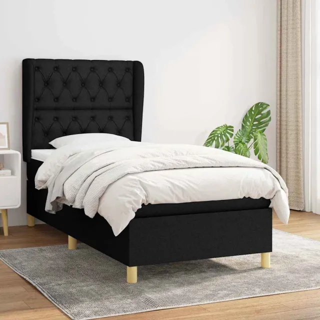 vidaXL Boxspring met matras stof zwart 80x200 cm