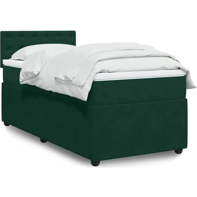 vidaXL Boxspring met matras fluweel donkergroen 80x200 cm groen