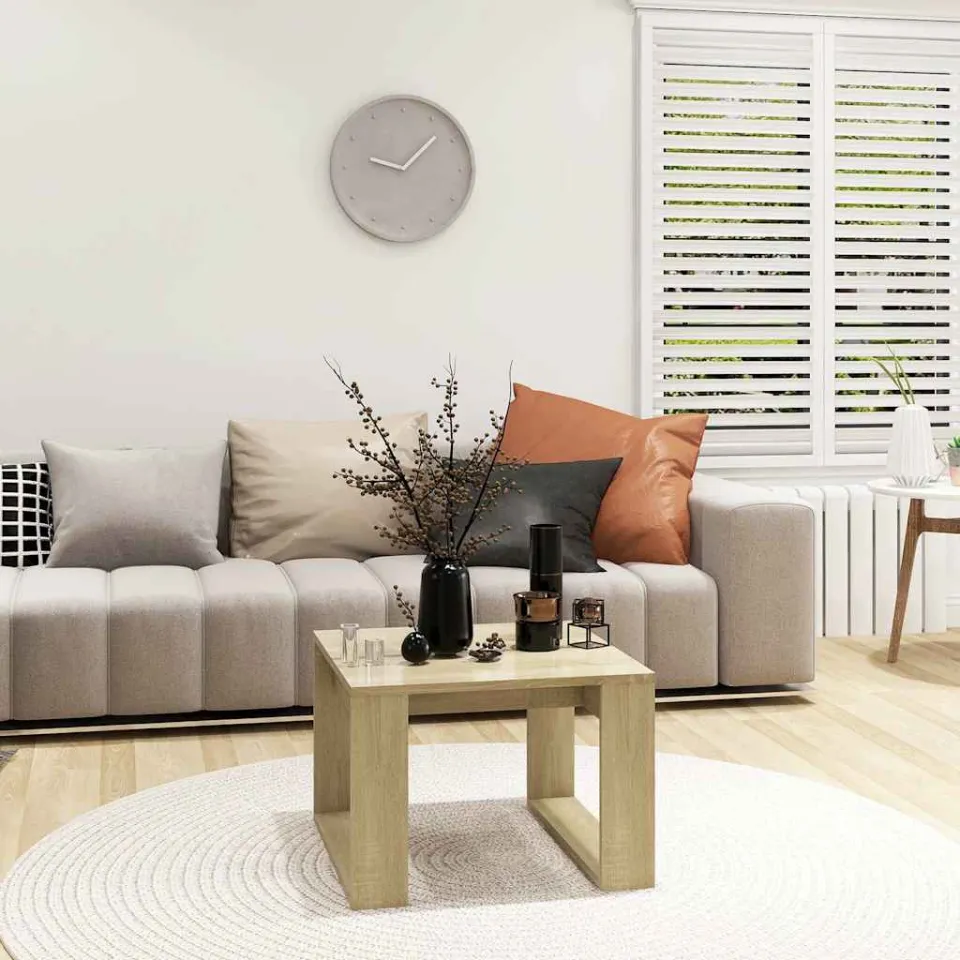 vidaXL Bijzettafel 50x50x35 cm bewerkt hout sonoma eikenkleurig, foto 4