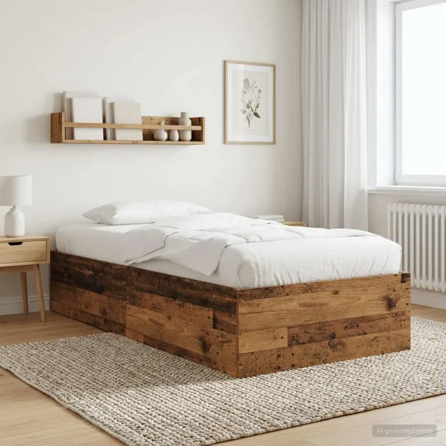 vidaXL Vloerbedframe Oud hout 80 x 200 cm Bewerkt hout Bruin