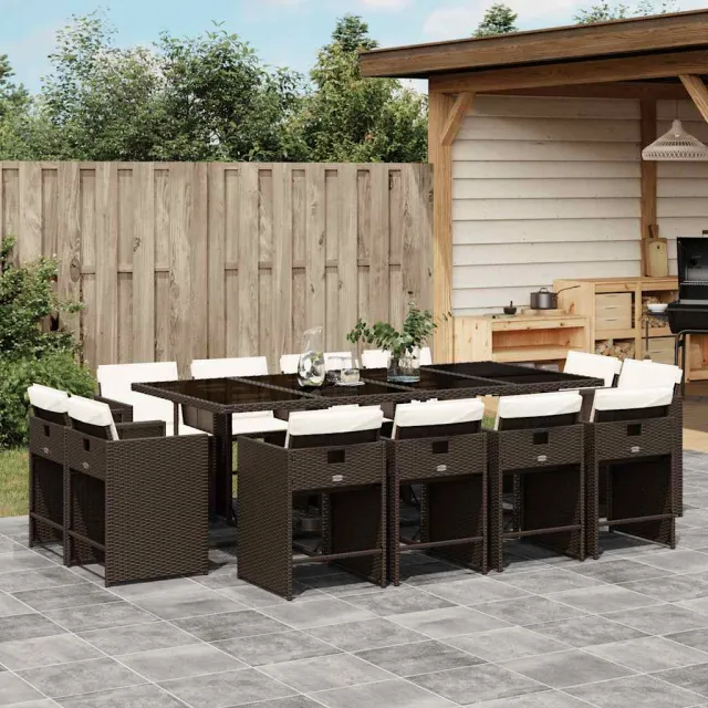 vidaXL 13-delige Tuinset met kussens poly rattan bruin, foto 2