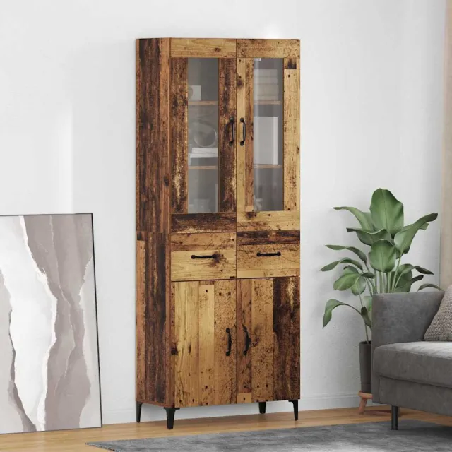 vidaXL Highboard Oud Hout 69,5 x 34 x 180 cm Bewerkt hout Bruin
