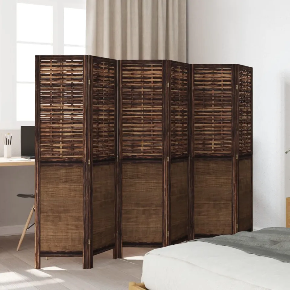 vidaXL Kamerscherm met 6 panelen massief paulowniahout donkerbruin bruin, foto 3