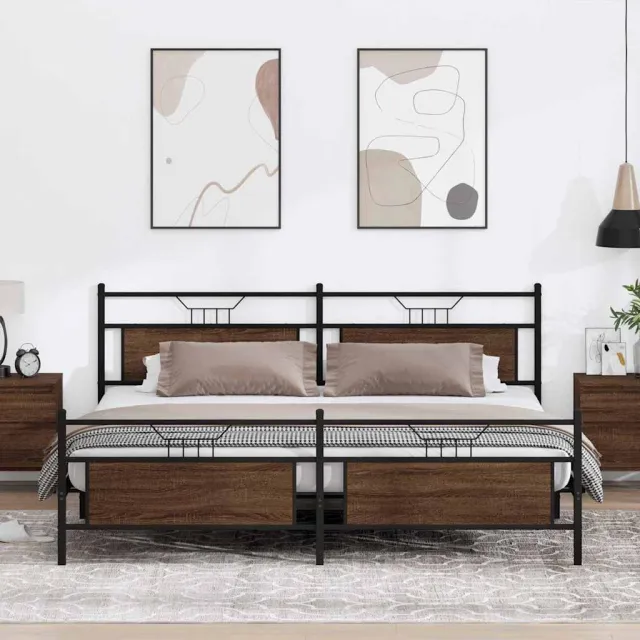 vidaXL Bedframe zonder matras metaal bruin eikenkleur 193x203 cm