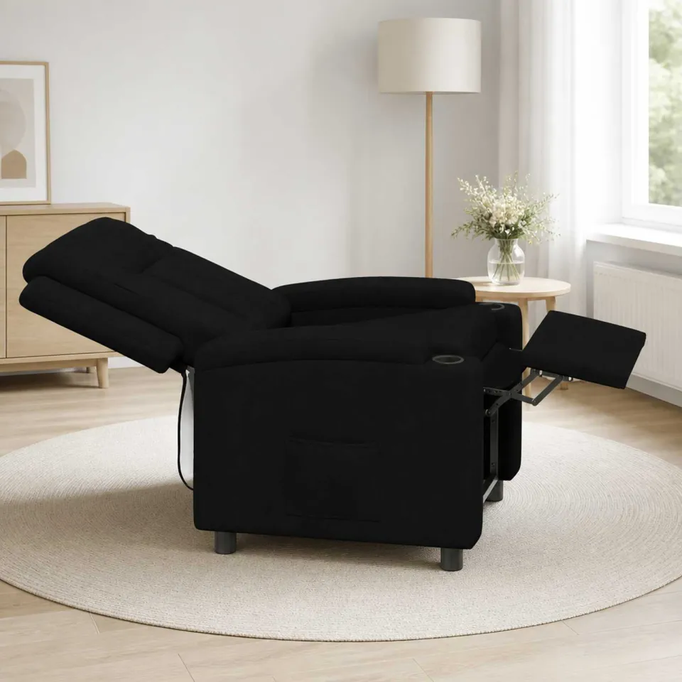 vidaXL Ligstoel Zwart 75 x 95 x 100 cm Stof, foto 3