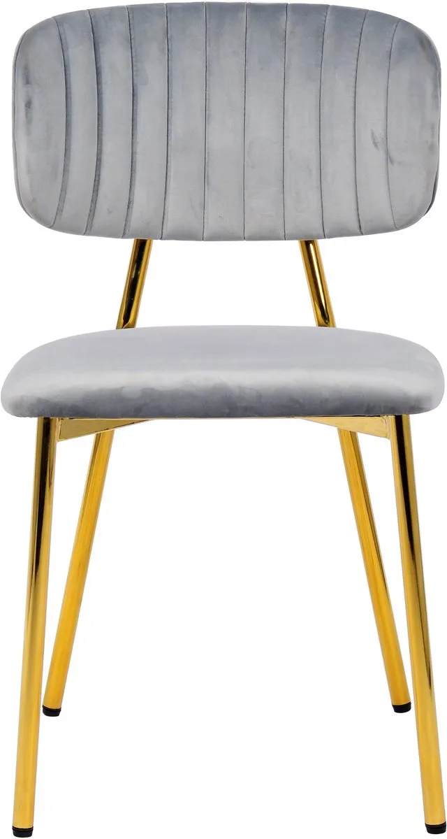 Padiro eetkamerstoel - 2-delige set - 51 x 80 x 47 cm - Grijs - Retro - Polyester, Fluweel, IJzer - met rugleuning