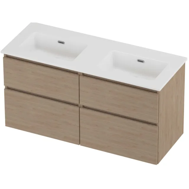 Proline Tribute Badmeubelset Porselein Elegant 120x46x62 cm Glans Wit Ideal Oak Eiken