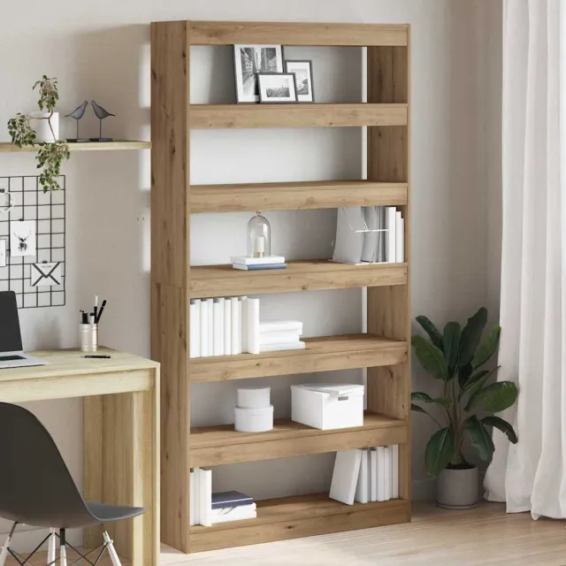 vidaXL Boekenkast 6-laags 100 x 30 x 198 cm Bewerkt hout Artisan Eik Beige
