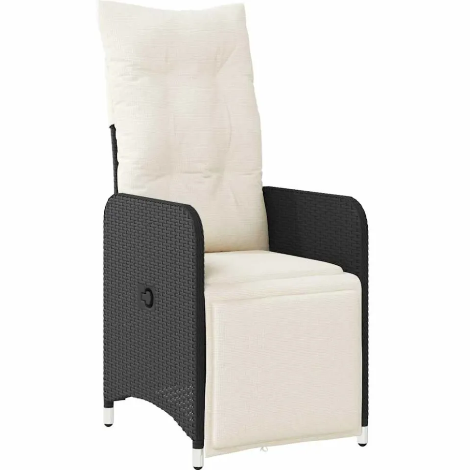 vidaXL 7-delige Bistroset met kussens poly rattan zwart