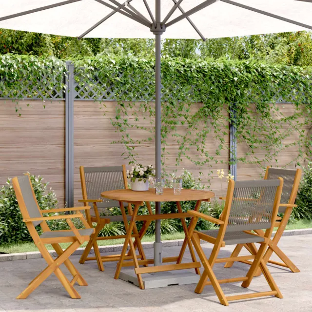 vidaXL 5-delige Tuinset polypropeen en massief hout grijs, foto 2