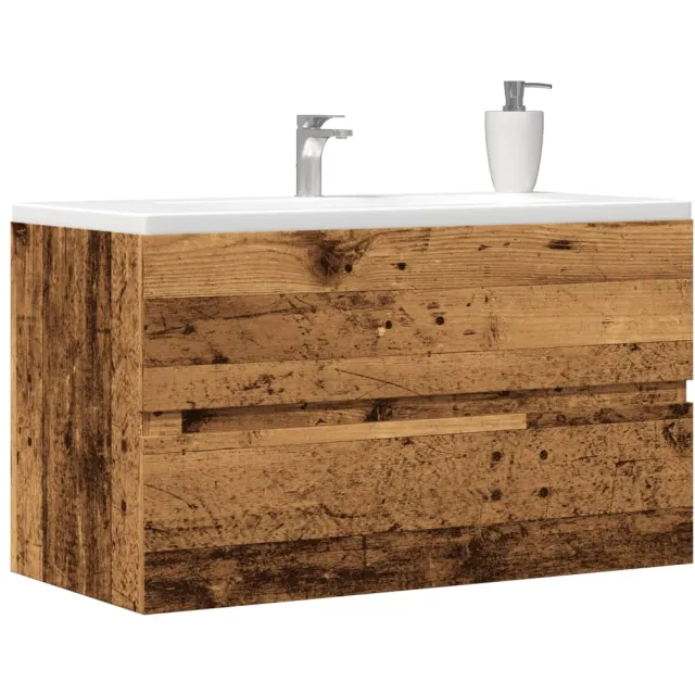 vidaXL Wastafelkast 90x38,5x45 cm bewerkt hout oud houtkleurig Bruin