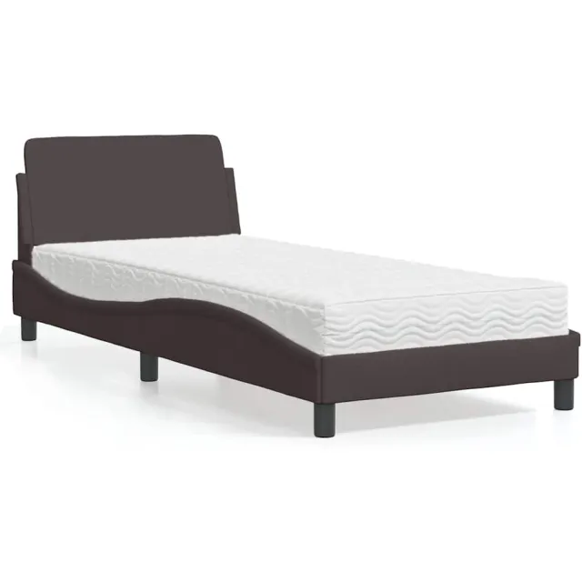 vidaXL Bed met matras "Dover" stof donkerbruin 90x200 cm