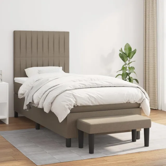 vidaXL Boxspring met matras stof taupe 90x190 cm