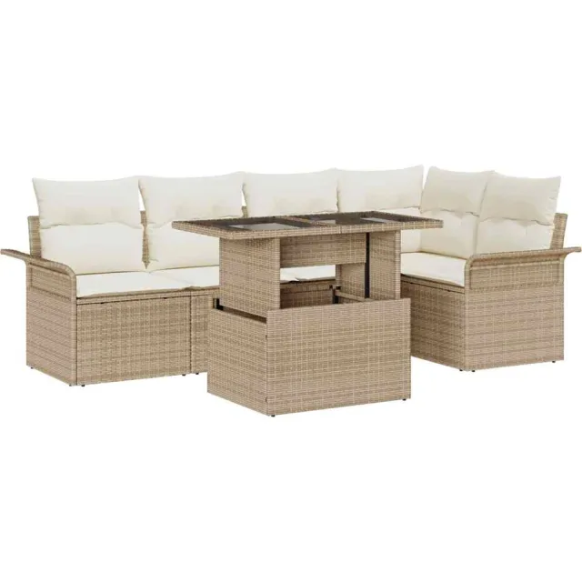 vidaXL Tuin Sofa Set 6 st Beige [Synthetisch]: Poly Rattan