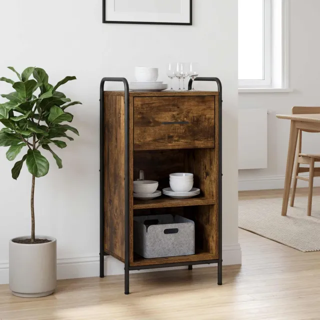 vidaXL Dressoir Gerookt eiken 97 x 33 x 81 cm Bewerkt hout Bruin