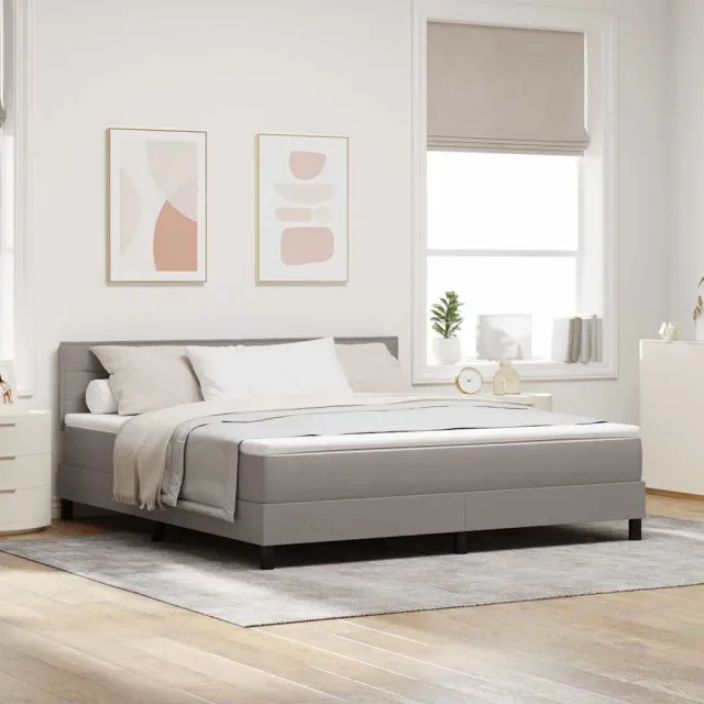 vidaXL Boxspring bed met LED-stripverlichting Taupe 180 x 200 cm Stof