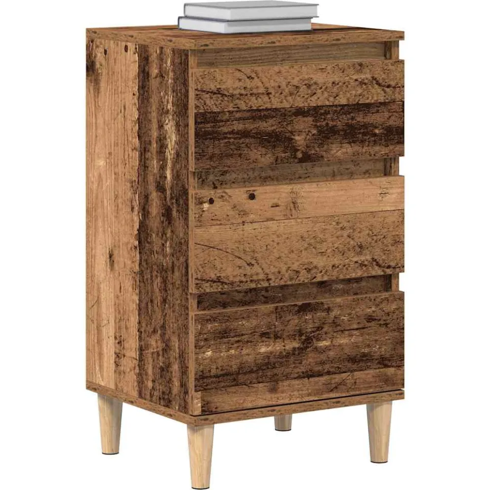 vidaXL Nachtkastje Oudhout 40 x 35 x 70 cm Bewerkt hout Bruin