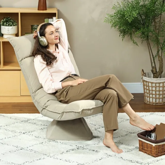 COVREO Vloerstoel 70x62x95 cm beige, polyester met verstelbare rugleuning