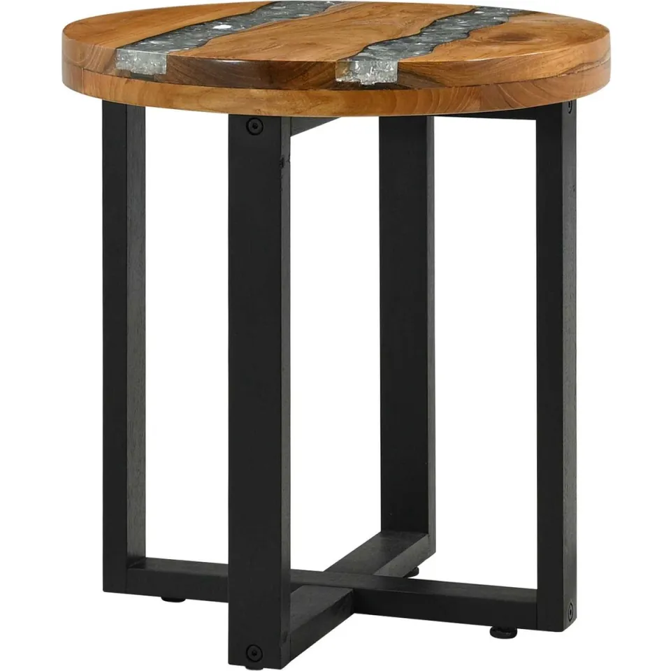 vidaXL Salontafel WEERT Bruin 40 x 40 x 45 cm Massief Teakhout, foto 3