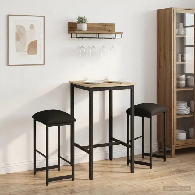 vidaXL Barkruk 2 st Zwart 40 x 32 x 64 cm Bewerkt hout, foto 2