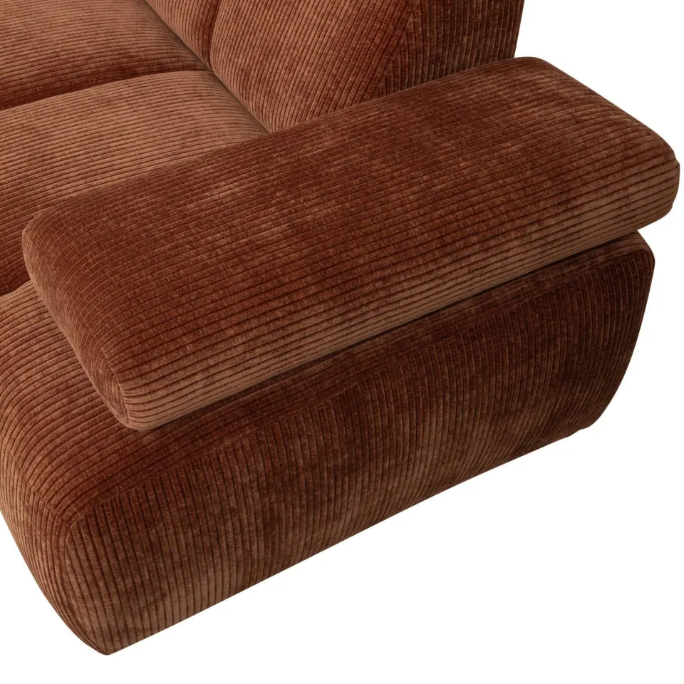 WOOOD Mojo Hoekbank Links - Ribstof - Roest Bruin - 74x310x230, foto 6