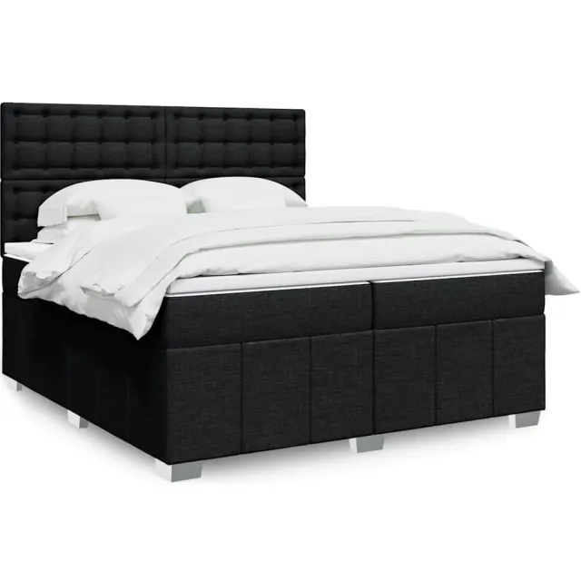 vidaXL Boxspring met matras stof zwart 200x200 cm
