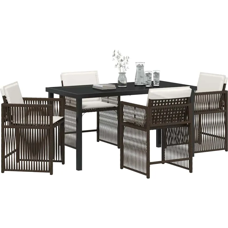vidaXL Tuin eettafelset 5 st Bruin poly rattan, foto 2