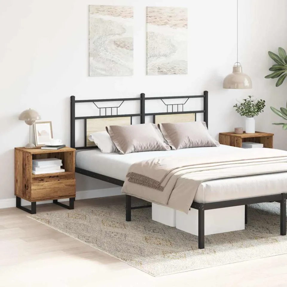 vidaXL Nachtkastjes 2 st 40x35x50 cm bewerkt hout oud houtkleurig bruin, foto 4