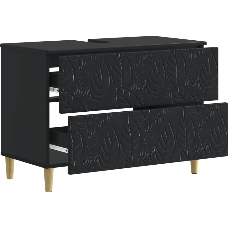 vidaXL Badkamer wastafelkast DELFT Zwart 82 x 41 x 59 cm Bewerkt hout