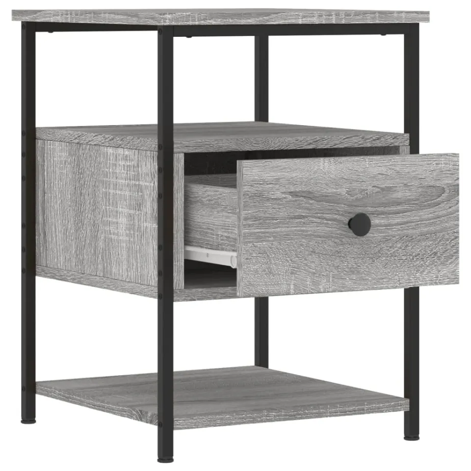 vidaXL Nachtkastje 40x42x56 cm bewerkt hout grijs sonoma
