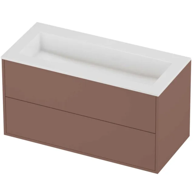 Proline Aristo Badmeubelset Polystone Elegant 2 Laden 100x46x54 cm Glans Wit Beauty Blush Rosé Goud