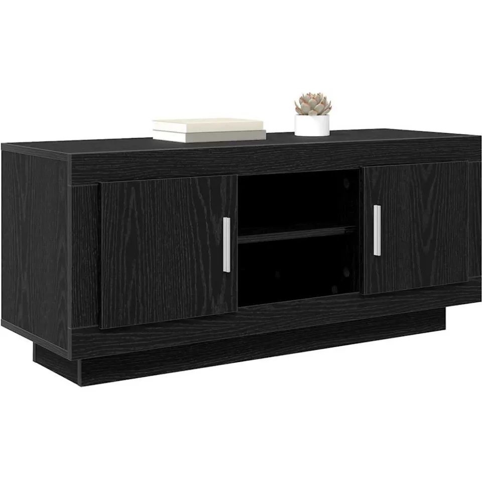 vidaXL TV-kast 102 x 35 x 45 cm Zwart Eiken Bewerkt hout