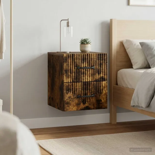 vidaXL Wandbeugel Bedkast 2 st Gerookt eiken 34,5 x 33 x 40 cm Bruin