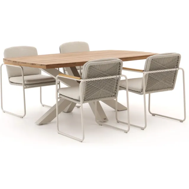 Bellagio tuinmeubelen Bellagio Sordio/Induno deens Ovaal 180cm dining tuinset 5-delig Taupe