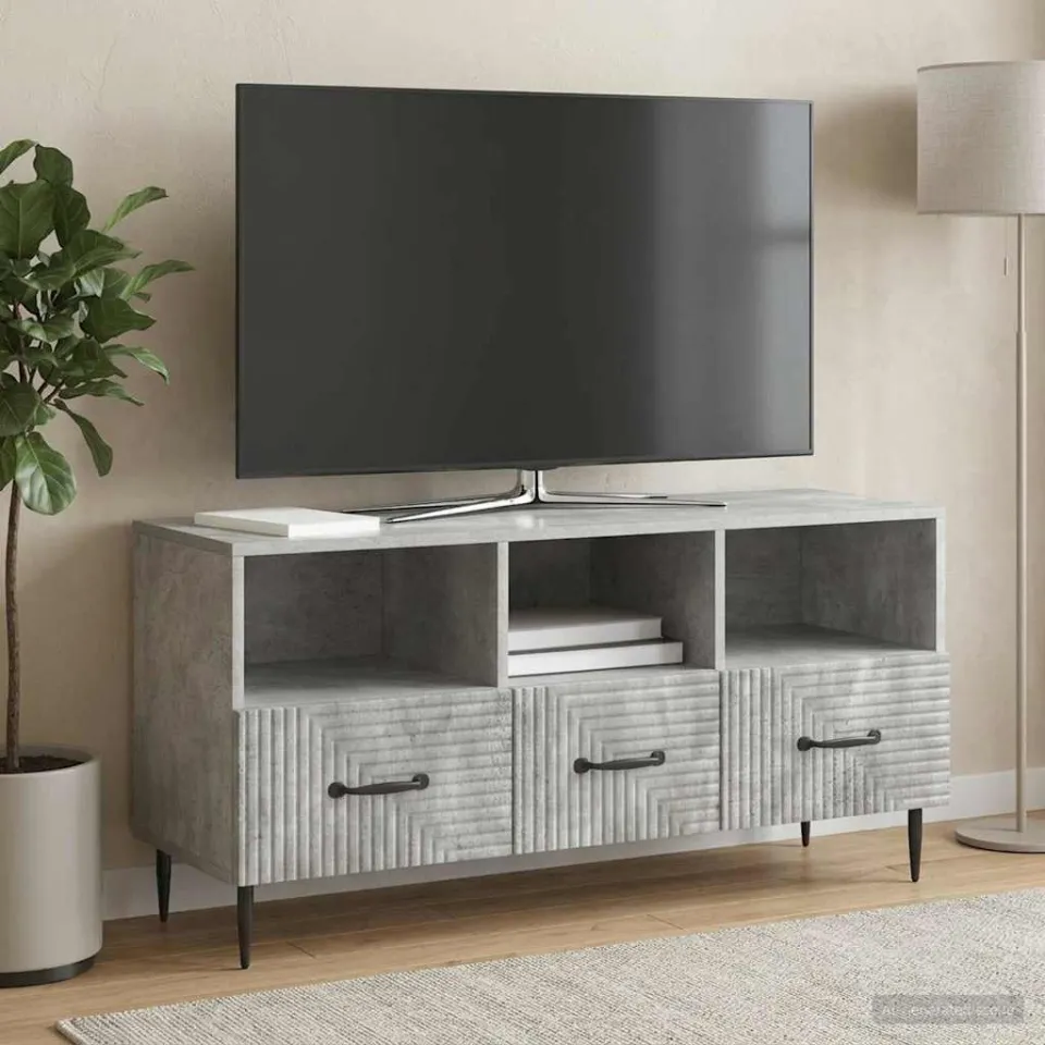 vidaXL TV-kast met lade Betongrijs 102 x 34,5 x 50 cm Bewerkt hout grijs, foto 4