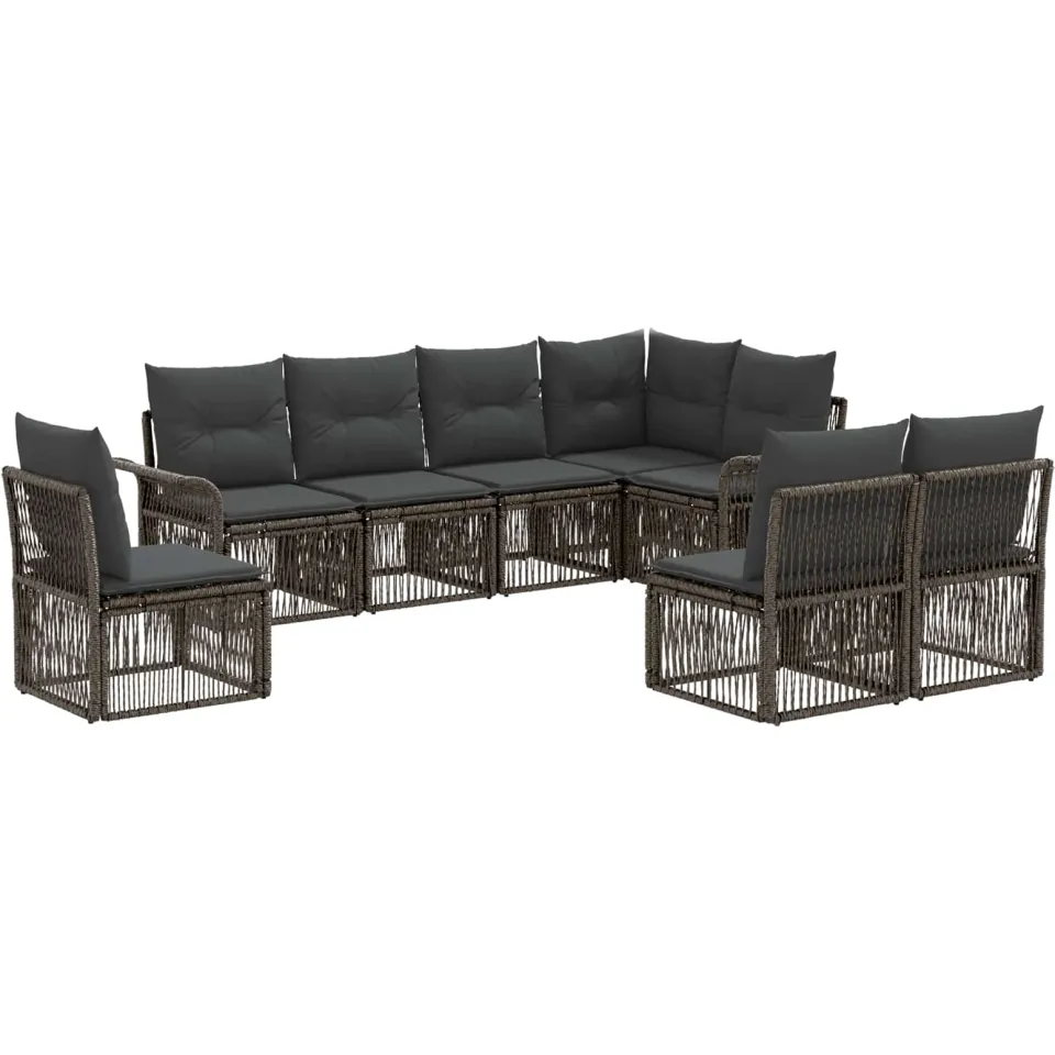 vidaXL Tuinbankenset 8 st 8-zits Grijs poly rattan, foto 3