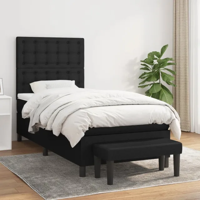 vidaXL Boxspring met matras stof zwart 90x200 cm