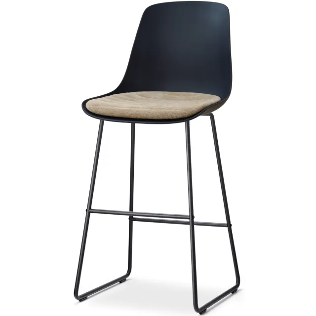 Nolon Nino-Liv barkruk zwart met nougatbruin zitkussen - zwart onderstel - 75 cm