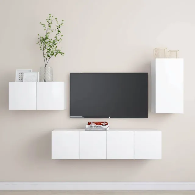 vidaXL 4-delige Tv-meubelset bewerkt hout wit, foto 2