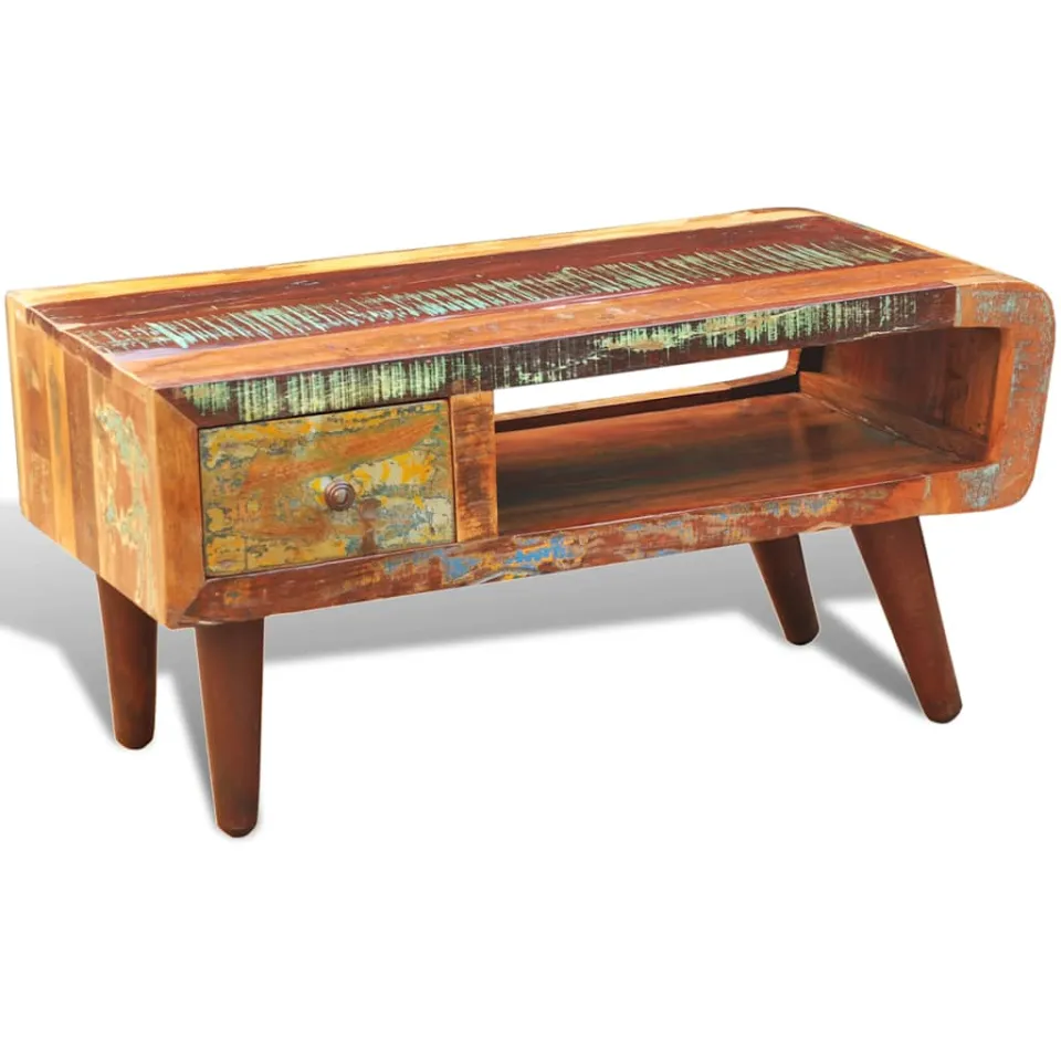 vidaXL Salontafel met 1 gewelfde rand en 1 lade gerecycled hout bruin, foto 4