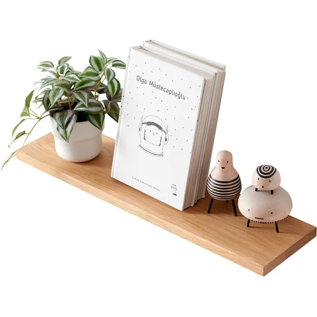 Ibenzoa Elegante Zwevende Wandplank van Massief Eiken voor Meerdere Kamers en Stijlen hout