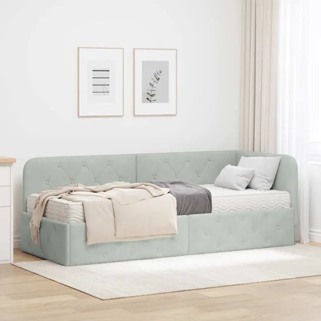 vidaXL Hoekbedframe Lichtgrijs 80 x 200 cm Fluweel