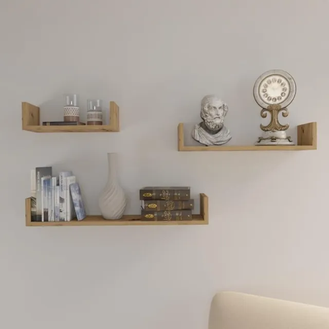 Meble Exclusive Matkam - Wandplank - EX3 Groot - Eiken Artisan Set van 3 planken