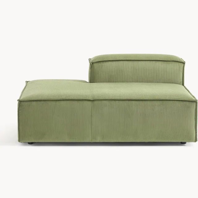 Westwing Collection Corduroy chaise longue module Lennon groen