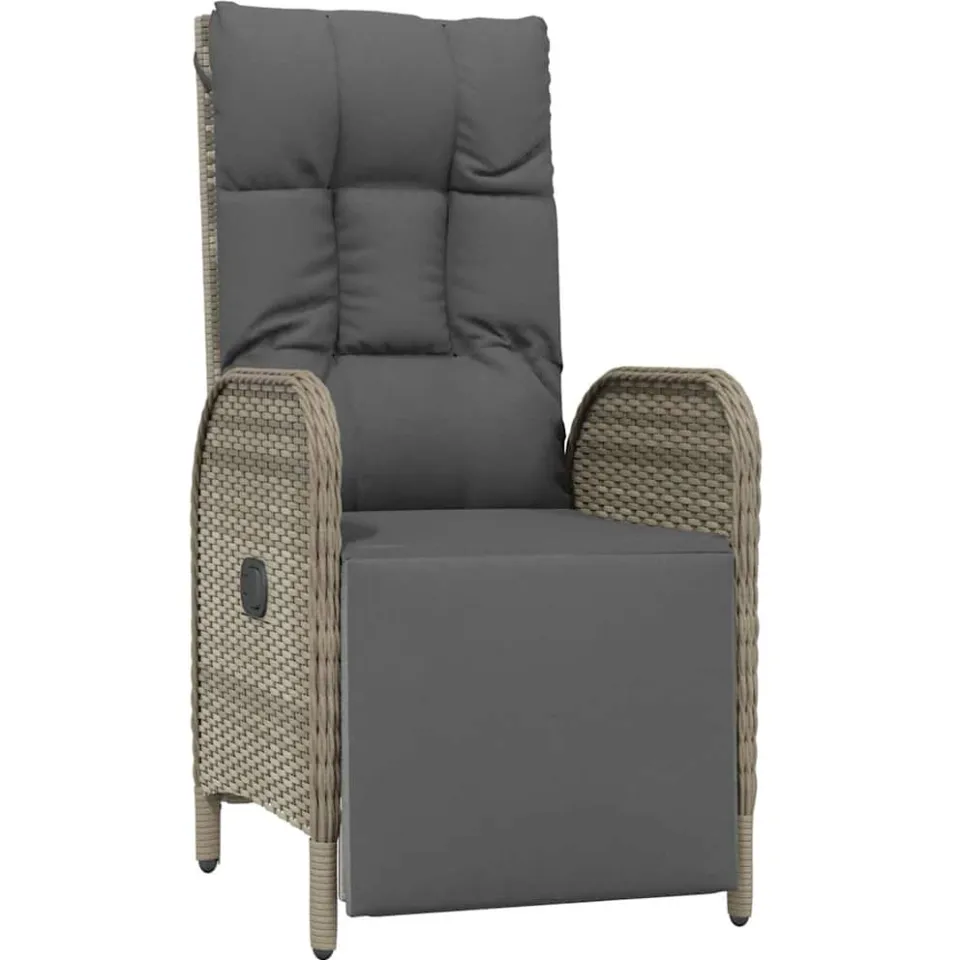 vidaXL 9-delige Tuinset met kussens poly rattan grijs