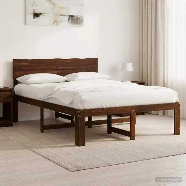 vidaXL Tweepersoonsbed met hoofdeinde ROSTOCK Donkerbruin 160 x 200 cm
