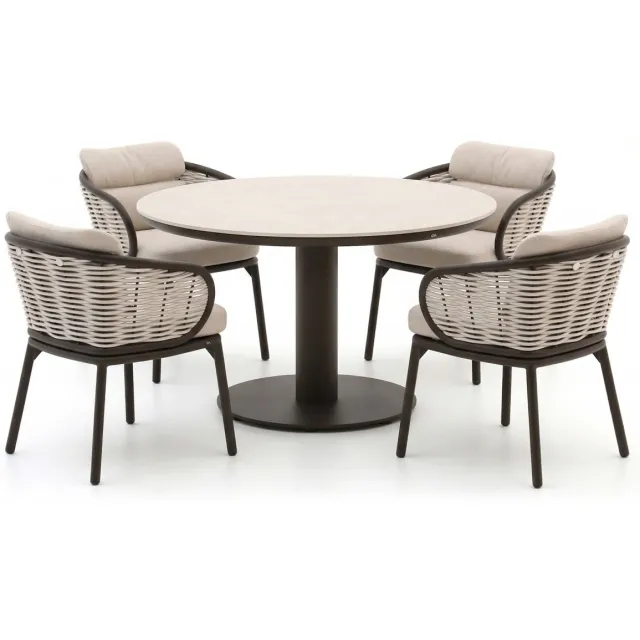 Apple Bee Pine Key/Melville ø 140cm dining tuinset 5-delig taupe, foto 2